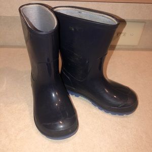 Blue rain boots